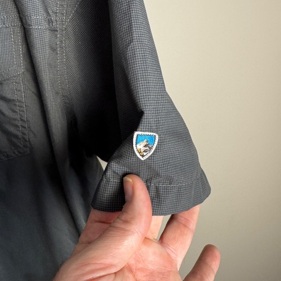 Kuhl Mountain Grown Men's Camp Shirt XXL Short Sleeve Pin Check Charcoal Gray - Picture 3 of 14